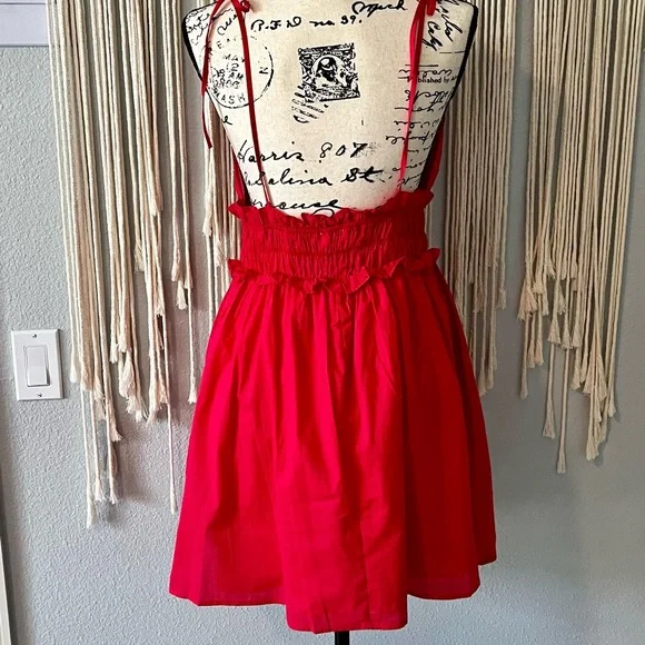 PINK LILY Red Cotton Mini Dress | Size Medium | - Picture 8 of 12